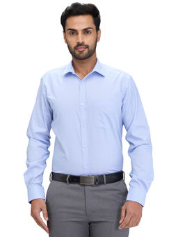 Park Avenue - Slim Fit Formal Shirt Full Sleeves Collar Neck Textured Blue