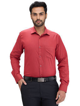 Park Avenue - Slim Fit Formal Shirt Full Sleeves Collar Neck Textured Red