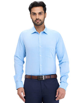 Park Avenue - Slim Fit Formal Shirt Full Sleeves Collar Neck Textured Blue