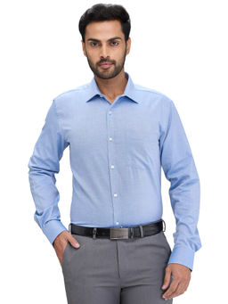 Park Avenue - Slim Fit Formal Shirt Full Sleeves Collar Neck Textured Blue