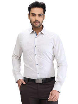 Park Avenue - Slim Fit Formal Shirt Full Sleeves Collar Neck Printed White