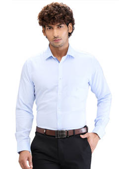 Park Avenue - Slim Fit Formal Shirt Full Sleeves Collar Neck Solid Blue
