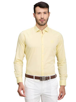 Raymond - Regular Fit Formal Shirt Full Sleeves Collar Neck Solid Yellow