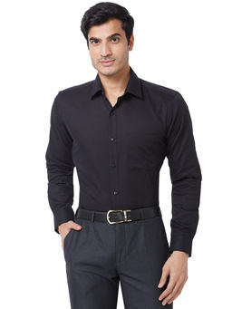 Raymond - Slim Fit Formal Shirt Full Sleeves Collar Neck Solid Black