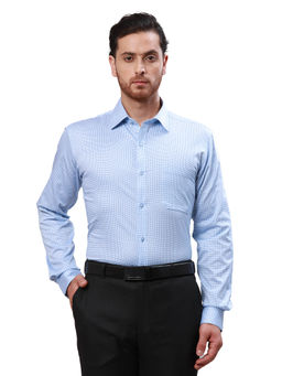 Raymond - Slim Fit Formal Shirt Full Sleeves Collar Neck Printed Blue