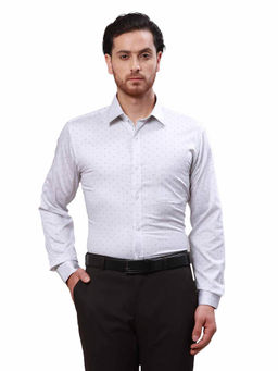 Raymond - Slim Fit Formal Shirt Full Sleeves Collar Neck Printed Off White