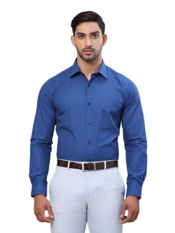 Raymond - Slim Fit Formal Shirt Full Sleeves Collar Neck Solid Blue