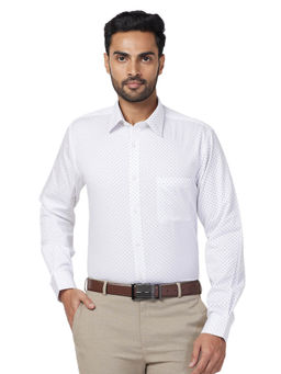 Raymond - Slim Fit Formal Shirt Full Sleeves Collar Neck Printed White