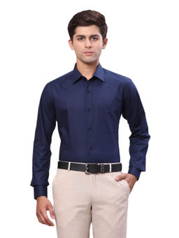 Raymond - Slim Fit Formal Shirt Full Sleeves Collar Neck Solid Navy Blue