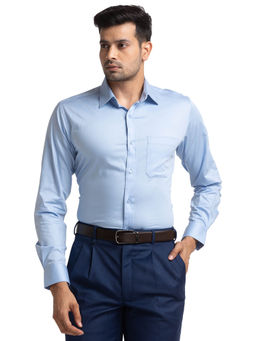 Raymond - Slim Fit Formal Shirt Full Sleeves Collar Neck Solid Blue