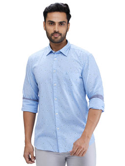 Parx - Slim Fit Casual Shirt Full Sleeves Collar Neck Floral Blue