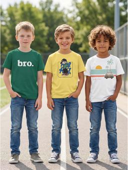 HELLCAT - Graphic Print Multi-Color Boys T-Shirt (Pack Of 3)