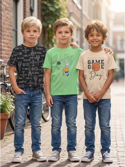 HELLCAT - Graphic Print Multi-Color Boys T-Shirt (Pack Of 3)