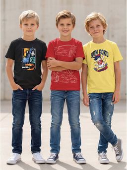 HELLCAT - Graphic Print Multi-Color Boys T-Shirt (Pack Of 3)