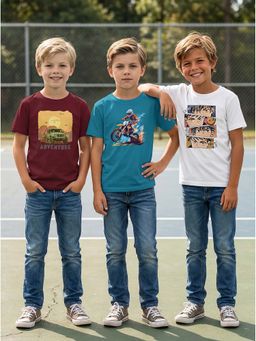 HELLCAT - Graphic Print Multi-Color Boys T-Shirt (Pack Of 3)
