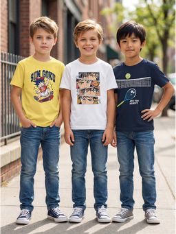 HELLCAT - Graphic Print Multi-Color Boys T-Shirt (Pack Of 3)