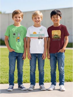 HELLCAT - Graphic Print Multi-Color Boys T-Shirt (Pack Of 3)