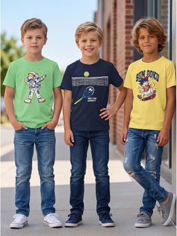 HELLCAT - Graphic Print Multi-Color Boys T-Shirt (Pack Of 3)