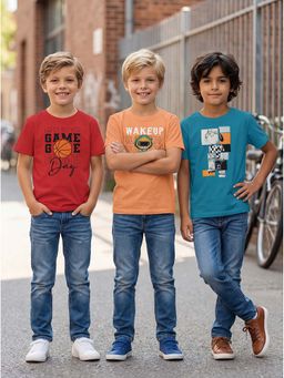 HELLCAT - Graphic Print Multi-Color Boys T-Shirt (Pack Of 3)