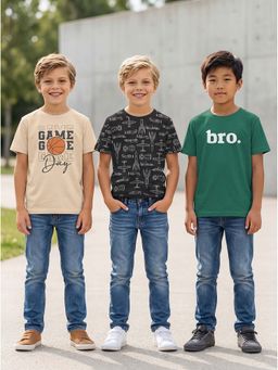 HELLCAT - Graphic Print Multi-Color Boys T-Shirt (Pack Of 3)