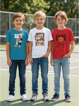HELLCAT - Graphic Print Multi-Color Boys T-Shirt (Pack Of 3)