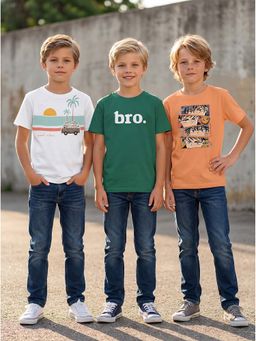 HELLCAT - Graphic Print Multi-Color Boys T-Shirt (Pack Of 3)