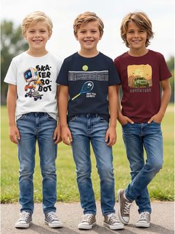 HELLCAT - Graphic Print Multi-Color Boys T-Shirt (Pack Of 3)