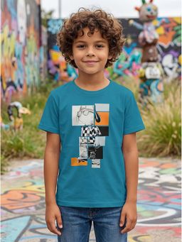 HELLCAT - Graphic Print Turquoise Boys T-Shirt