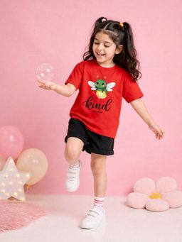 The Fit Theory - Girls Oversized T-Shirt - Red Be Kind