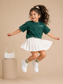 The Fit Theory - Girls Oversized T-Shirt - Bottle Green