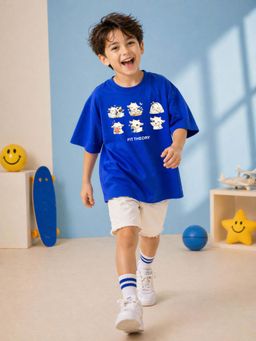 The Fit Theory - Boys Oversized T-Shirt - Royal Blue Goats
