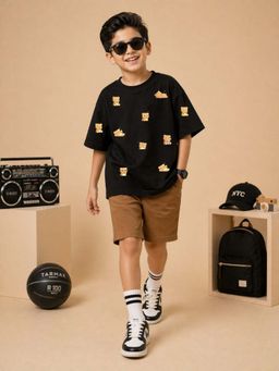 The Fit Theory - Boys Oversized T-Shirt - Black Bear