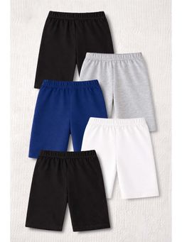 Trampoline - Girls Multi-Color Cotton Lycra Solid Shorts (Pack of 5)