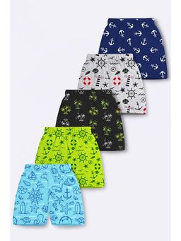 Trampoline - Boys Multi-Color Cotton Blend Printed Shorts (Pack of 5)