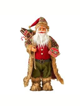 Little Surprise Box - Olive & Red Furry Santa Claus Self Standing Christmas Table Decor