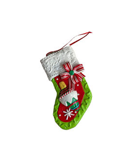 Little Surprise Box - Green Handmade Clay Christmas Stocking Shape & Tree Ornament