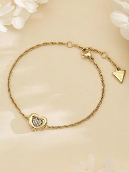 Guess - Women Elegant Heart Gold Plated Stone Studded Bracelet