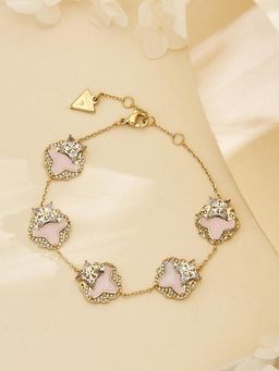 Guess - Women Pink Wild Flower Gold Plated Bracelet
