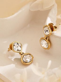 Guess - Women White Stone Mamounia Gold Plated Drop Earrings