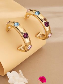 Guess - Women Multi-Color Mamounia Gold Plated Half Hoop Earrings