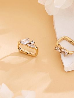 Guess - Women Stone Studded Chandelier Gold Plated Hoop Earrings