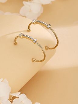 Guess - Women Kalybe Gold Plated Stone Studded Half Hoop Earrings