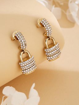 Guess - Women My Secret Gold Plated Stone Studded Drop Earrings