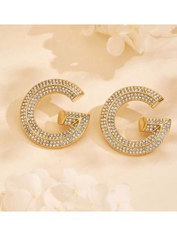 Guess - Women G Crystal Gold Plated Stone Studded Stud Earrings