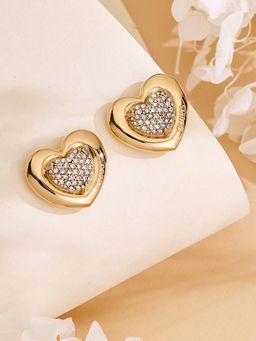 Guess - Women Heart Love Gold Plated Stud Earrings