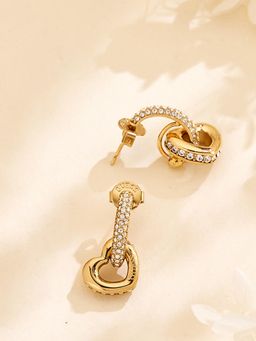 Guess - Women Heart Love Gold Plated Drop Earrings