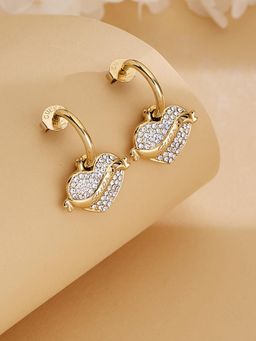 Guess - Women Vintage Heart Gold Plated Drop Earrings