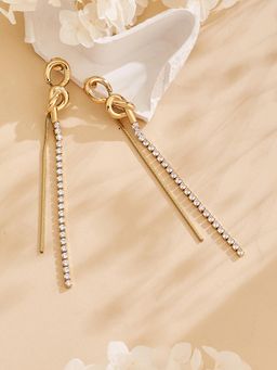 Guess - Women White Stone Hold Me Tight Gold Plated Drop Earrings