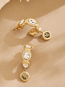 Guess - Women White Stone Mamounia Gold Plated Drop Earrings