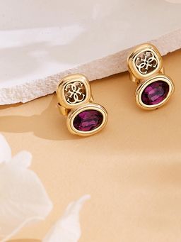 Guess - Women Purple Mamounia Gold Plated Stud Earrings